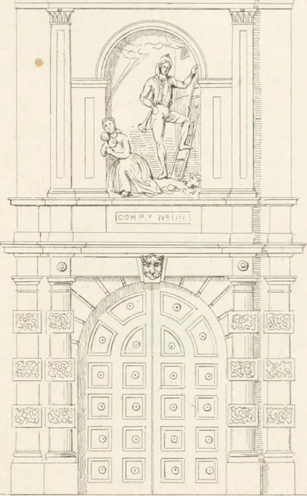An illustration from City architecture; or, Designs for dwelling houses, stores, hotels, etc. In 20 plates. With descriptions and an essay on the principles of design, 1854, leaf 108