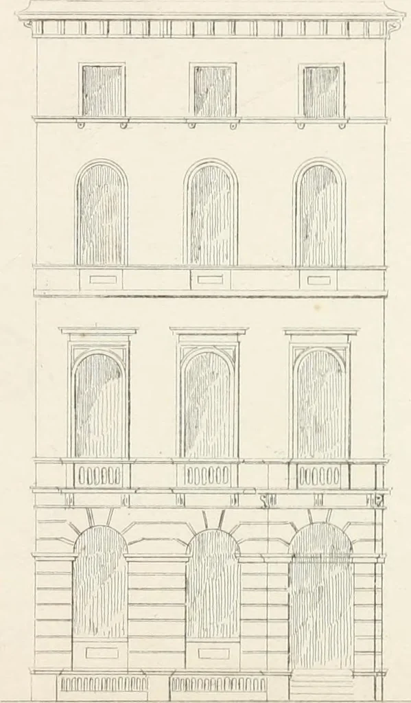 An illustration from City architecture; or, Designs for dwelling houses, stores, hotels, etc. In 20 plates. With descriptions and an essay on the principles of design, 1854, leaf 63