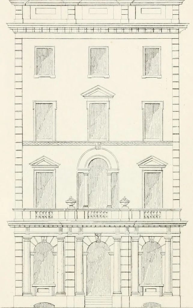 An illustration from City architecture; or, Designs for dwelling houses, stores, hotels, etc. In 20 plates. With descriptions and an essay on the principles of design, 1854, leaf 69