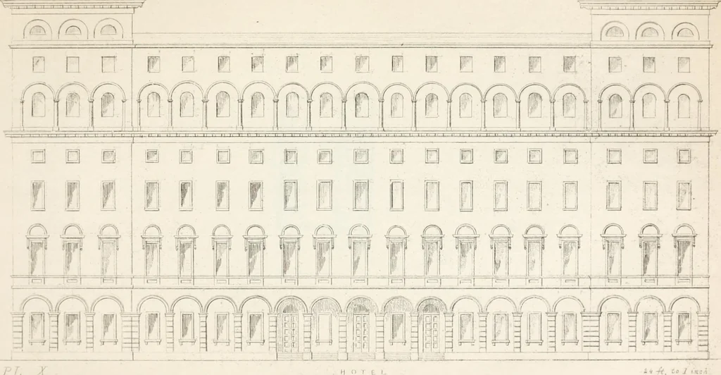An illustration from City architecture; or, Designs for dwelling houses, stores, hotels, etc. In 20 plates. With descriptions and an essay on the principles of design, 1854, leaf 80