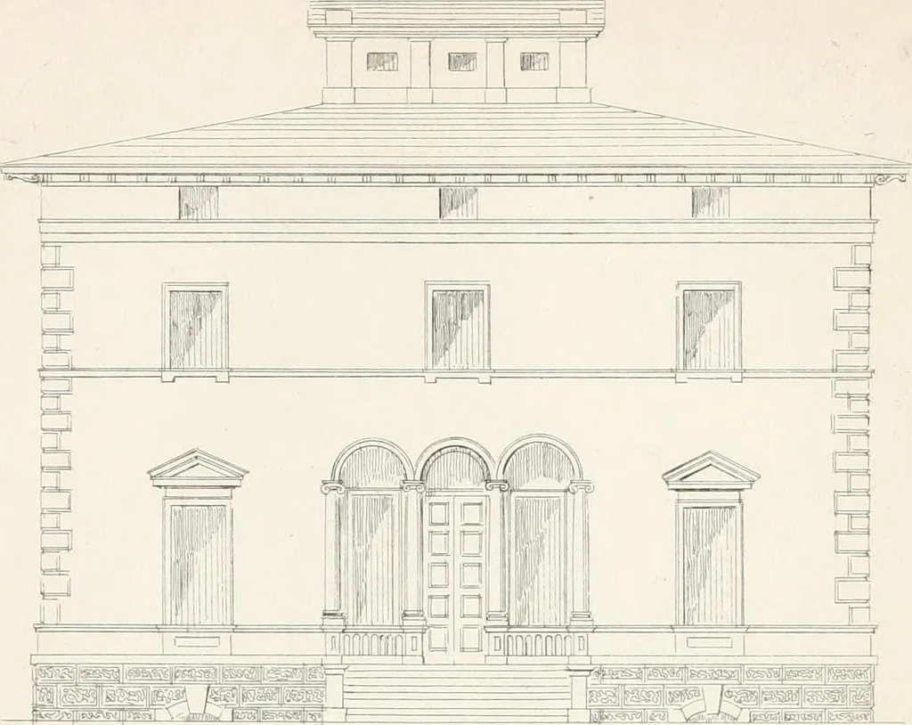 An illustration from City architecture; or, Designs for dwelling houses, stores, hotels, etc. In 20 plates. With descriptions and an essay on the principles of design, 1854, leaf 83