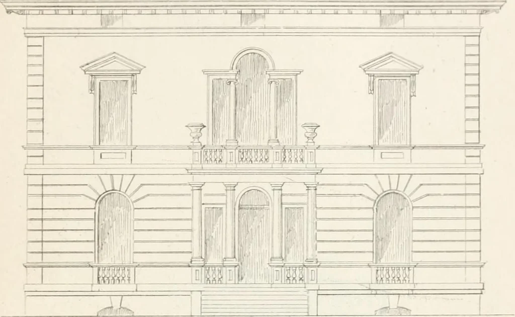 An illustration from City architecture; or, Designs for dwelling houses, stores, hotels, etc. In 20 plates. With descriptions and an essay on the principles of design, 1854, leaf 90