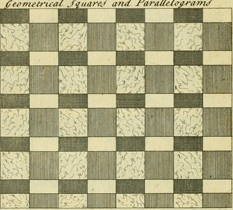 An illustration from The city and country builder's and workman's treasury of designs : or, The art of drawing and working the ornamental parts of architecture. Illustrated by upwards of four hundred grand designs, neatly engraved one hundred and eighty-fix Copper plates, for piers, gates, doors, windowns, niches, buffets, cisterns, chimney pieces, tabernacle frames, pavements, frets, gulochi's, pulpits, types, altar pieces, monuments, fonts, obelisques, pedestals, for sun-dials, busto's and stone tables, book-cafes, cielings and iron works ; proprortioned by Aliquot Pars ; with an appendix of fourteen plates of strusses for girders and beams, different sorts of rafters, and a variety of roofs, &c ; to which are prefix'd the five orders of columns, according to Andrea Palladio ; whose members are apportioned by Aliquot Pars, in a more easy manner, than has yet been done ; the whole interspersed with sure rules for working all the varieties of raking members in pediments, modilions, &c. the like, for the immediate use of workmen, never published before in any language, 1741, leaf 212