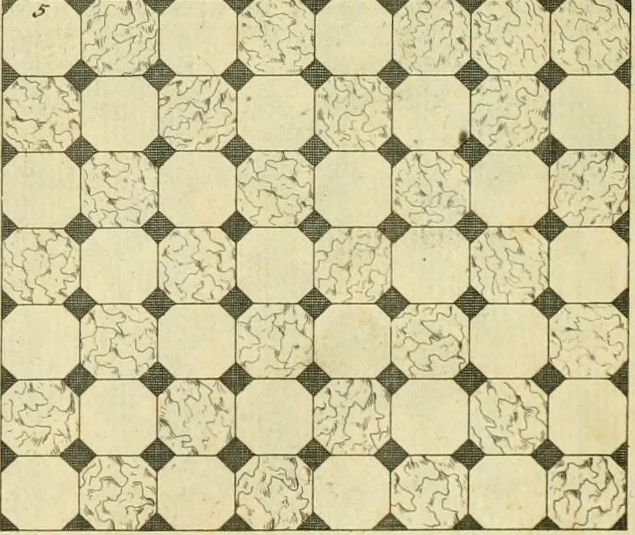 An illustration from The city and country builder's and workman's treasury of designs : or, The art of drawing and working the ornamental parts of architecture. Illustrated by upwards of four hundred grand designs, neatly engraved one hundred and eighty-fix Copper plates, for piers, gates, doors, windowns, niches, buffets, cisterns, chimney pieces, tabernacle frames, pavements, frets, gulochi's, pulpits, types, altar pieces, monuments, fonts, obelisques, pedestals, for sun-dials, busto's and stone tables, book-cafes, cielings and iron works ; proprortioned by Aliquot Pars ; with an appendix of fourteen plates of strusses for girders and beams, different sorts of rafters, and a variety of roofs, &c ; to which are prefix'd the five orders of columns, according to Andrea Palladio ; whose members are apportioned by Aliquot Pars, in a more easy manner, than has yet been done ; the whole interspersed with sure rules for working all the varieties of raking members in pediments, modilions, &c. the like, for the immediate use of workmen, never published before in any language, 1741, leaf 212