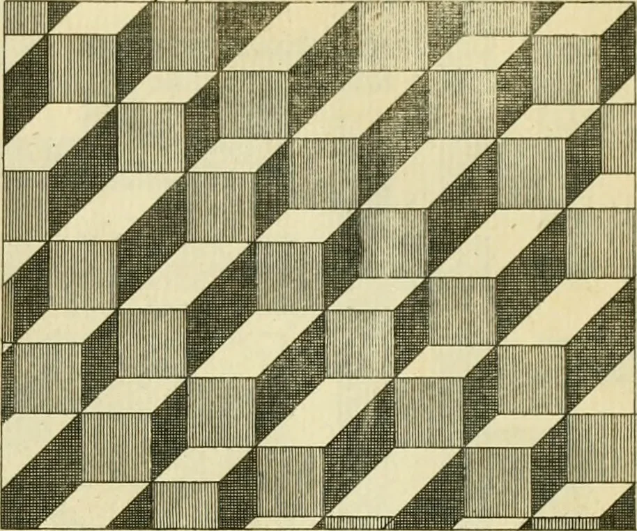 An illustration from The city and country builder's and workman's treasury of designs : or, The art of drawing and working the ornamental parts of architecture. Illustrated by upwards of four hundred grand designs, neatly engraved one hundred and eighty-fix Copper plates, for piers, gates, doors, windowns, niches, buffets, cisterns, chimney pieces, tabernacle frames, pavements, frets, gulochi's, pulpits, types, altar pieces, monuments, fonts, obelisques, pedestals, for sun-dials, busto's and stone tables, book-cafes, cielings and iron works ; proprortioned by Aliquot Pars ; with an appendix of fourteen plates of strusses for girders and beams, different sorts of rafters, and a variety of roofs, &c ; to which are prefix'd the five orders of columns, according to Andrea Palladio ; whose members are apportioned by Aliquot Pars, in a more easy manner, than has yet been done ; the whole interspersed with sure rules for working all the varieties of raking members in pediments, modilions, &c. the like, for the immediate use of workmen, never published before in any language, 1741, leaf 216