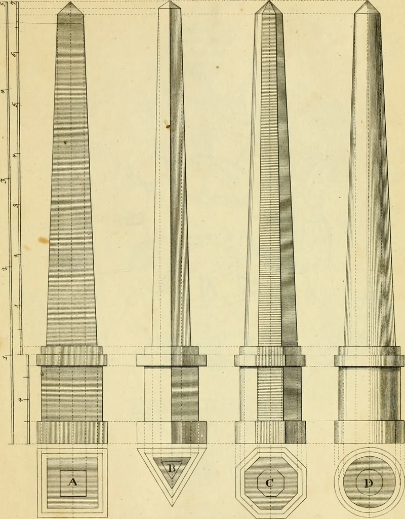 An illustration from The city and country builder's and workman's treasury of designs : or, The art of drawing and working the ornamental parts of architecture. Illustrated by upwards of four hundred grand designs, neatly engraved one hundred and eighty-fix Copper plates, for piers, gates, doors, windowns, niches, buffets, cisterns, chimney pieces, tabernacle frames, pavements, frets, gulochi's, pulpits, types, altar pieces, monuments, fonts, obelisques, pedestals, for sun-dials, busto's and stone tables, book-cafes, cielings and iron works ; proprortioned by Aliquot Pars ; with an appendix of fourteen plates of strusses for girders and beams, different sorts of rafters, and a variety of roofs, &c ; to which are prefix'd the five orders of columns, according to Andrea Palladio ; whose members are apportioned by Aliquot Pars, in a more easy manner, than has yet been done ; the whole interspersed with sure rules for working all the varieties of raking members in pediments, modilions, &c. the like, for the immediate use of workmen, never published before in any language, 1741, leaf 300