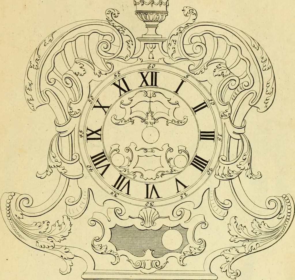 An illustration from The city and country builder's and workman's treasury of designs : or, The art of drawing and working the ornamental parts of architecture. Illustrated by upwards of four hundred grand designs, neatly engraved one hundred and eighty-fix Copper plates, for piers, gates, doors, windowns, niches, buffets, cisterns, chimney pieces, tabernacle frames, pavements, frets, gulochi's, pulpits, types, altar pieces, monuments, fonts, obelisques, pedestals, for sun-dials, busto's and stone tables, book-cafes, cielings and iron works ; proprortioned by Aliquot Pars ; with an appendix of fourteen plates of strusses for girders and beams, different sorts of rafters, and a variety of roofs, &c ; to which are prefix'd the five orders of columns, according to Andrea Palladio ; whose members are apportioned by Aliquot Pars, in a more easy manner, than has yet been done ; the whole interspersed with sure rules for working all the varieties of raking members in pediments, modilions, &c. the like, for the immediate use of workmen, never published before in any language, 1741, leaf 302