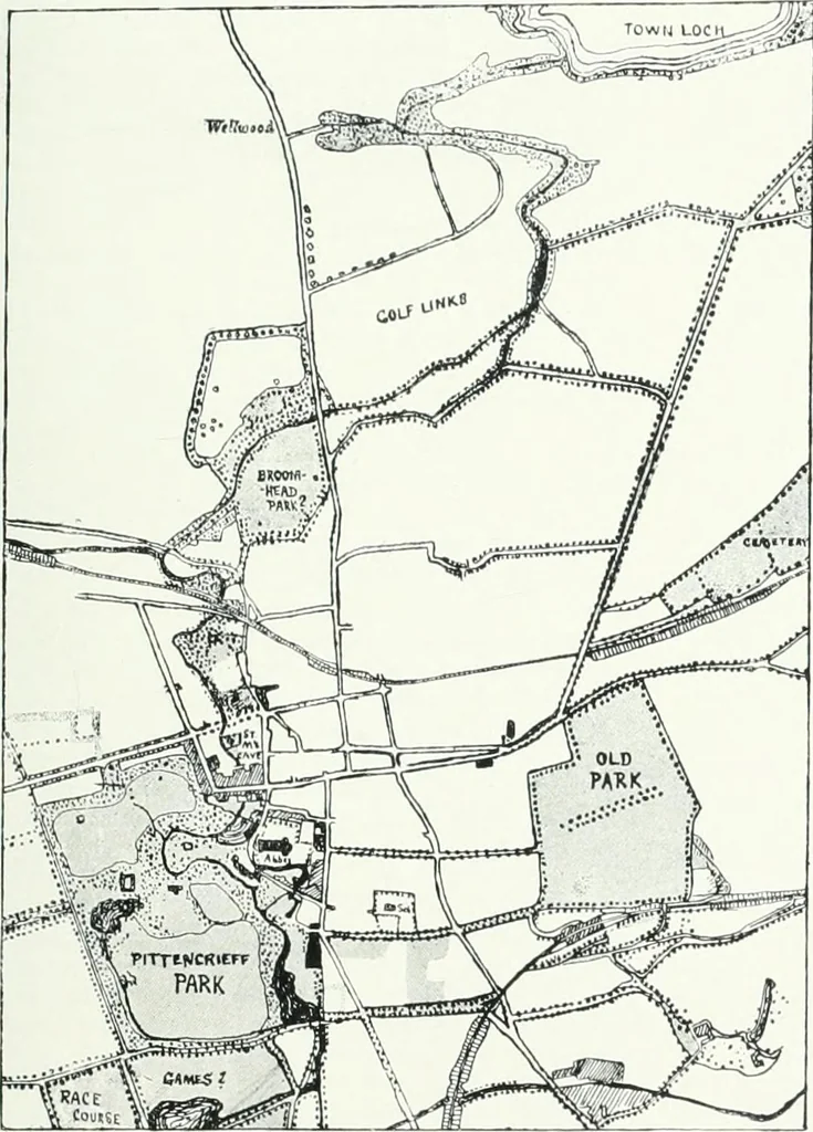 An illustration from City development, a study of parks, gardens, and culture-institutes; a report to the Carnegie Dunfermline trust, 1904, leaf 106