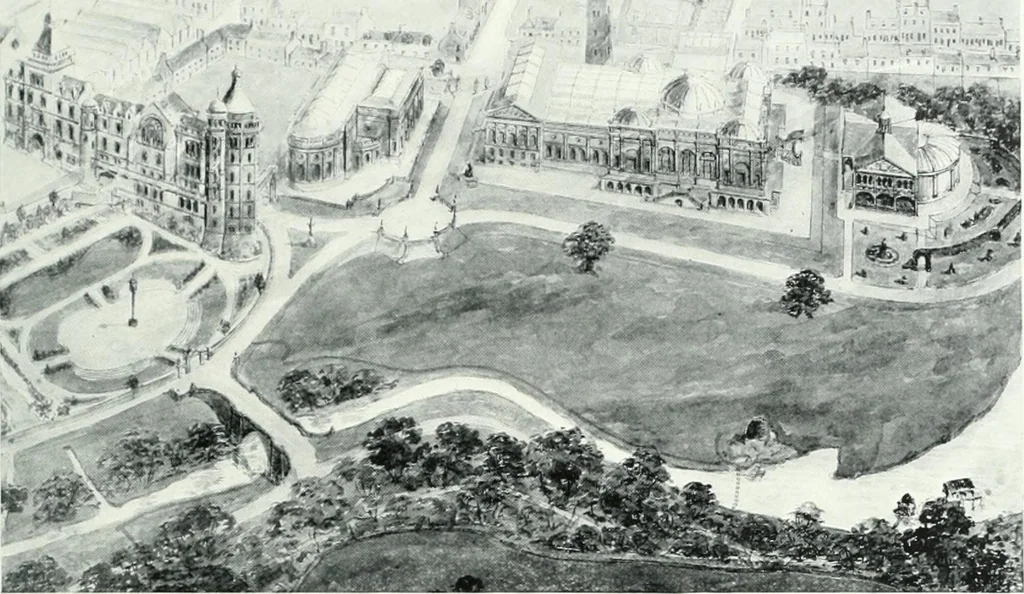 An illustration from City development, a study of parks, gardens, and culture-institutes; a report to the Carnegie Dunfermline trust, 1904, leaf 216
