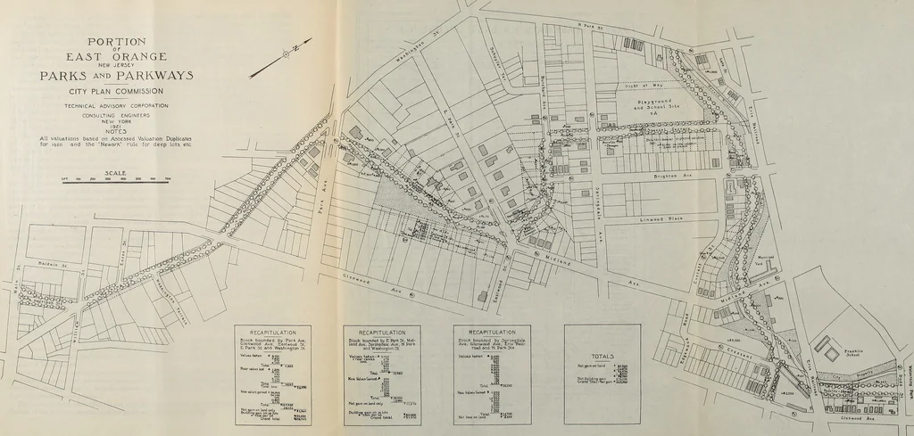 An illustration from City plan for East Orange, Essex county, New Jersey, 1922, leaf 56