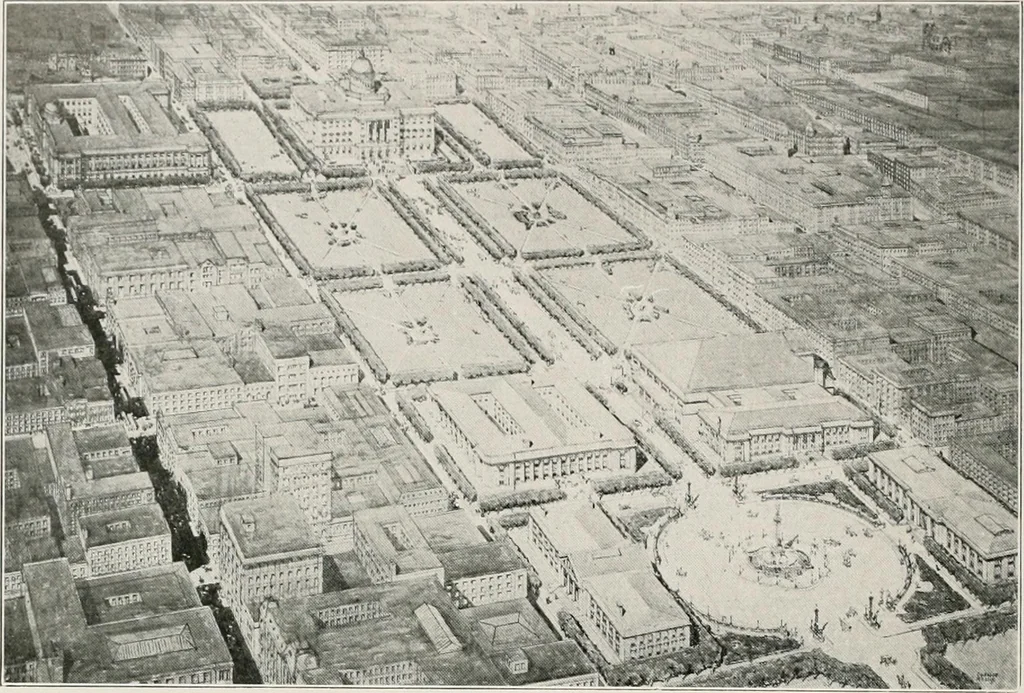 An illustration from City planning progress in the United States, 1917, 1917, leaf 109