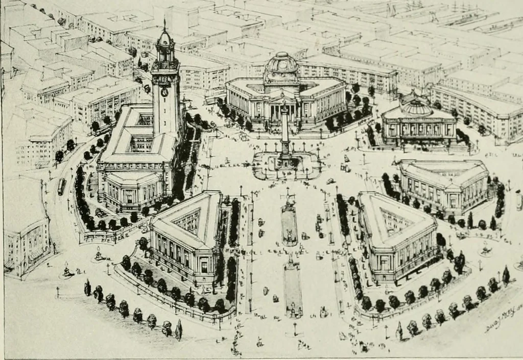 An illustration from City planning progress in the United States, 1917, 1917, leaf 180