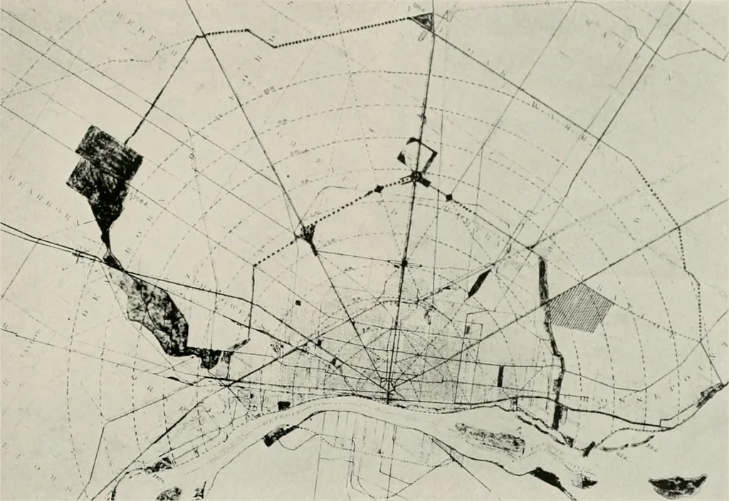An illustration from City planning progress in the United States, 1917, 1917, leaf 64