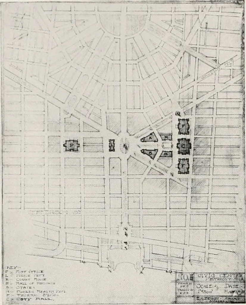 An illustration from City planning progress in the United States, 1917, 1917, leaf 65