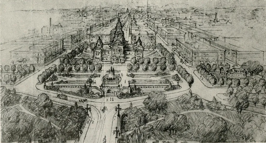 An illustration from City planning progress in the United States, 1917, 1917, leaf 77