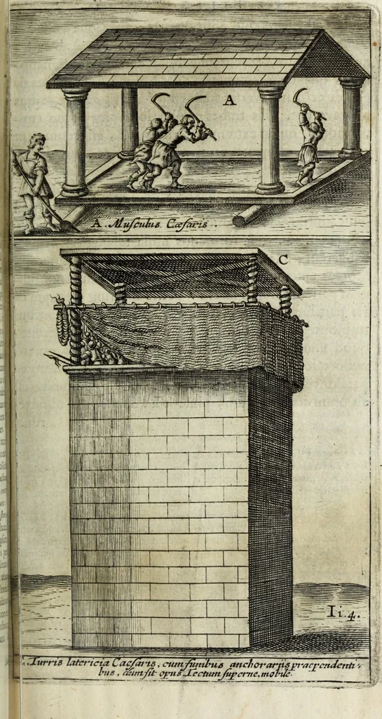 An illustration from C. Iulii Caesaris quae extant, cum selectis variorum commentariis, quorum plerique novi, 1661, leaf 552