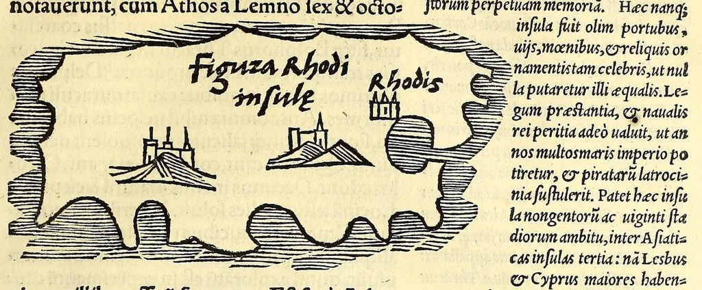An illustration from C. Iulii Solini Polyhistor, rerum toto orbe memorabilium thesaurus locupletissimus. : Huic ob argumenti similitudinem Pomponii Melæ De situ orbis libros tres, fide diligentiaque summa denuò iam recognitos, adiunximus. His accesserunt præter priora scholia & tabulas geographicas permultas, Petri quoq[ue] Olivarii Valentini, uiri in geographia excellenter docti, annotationes, quibus & loci non pauci, à plerisq[ue] parum hactenus intellecti, dilucidè illustrantur, & uetustis locorum appellationibus recentiora sigillatim nomina subijciuntur. Cum gemino indice, quorum alter supra res alias memorabiles, locorum ac regionum omnium, marium ac sinuum nomina, alter uerò recentiores eorundem appellationes complectitur, 1543, leaf 71