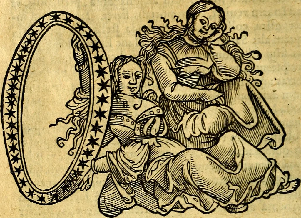 An illustration from C. Ivlii Hygini, Avgvsti liberti, Fabvlarvm liber ... Eivsdem Poeticon astronomicon libri quatuor. Quibus accessererunt similis argumenti, Palæphati De fabulosis narrationibus liber I. F. Fvlgentii Placiadis ... Mythologiarum libri III. Eivsdem De vocum antiquarum interpretatione liber I. Phornvti De natura deorum, siue Poëticarum fabularum allegoriis, speculatio. Albrici ... De deorum imaginibus liber. Arati fragmentum, Germanico Cæsare interprete. Eivsdem Phænomena græcè, cu interpretatione latina. Apollodori Biblioth. siue De decorum origine. Lilii. G. Gyraldi. De musis syntagnia. Index rerum sententiarum, & fabularum ... copiosissimus, 1578, leaf 169