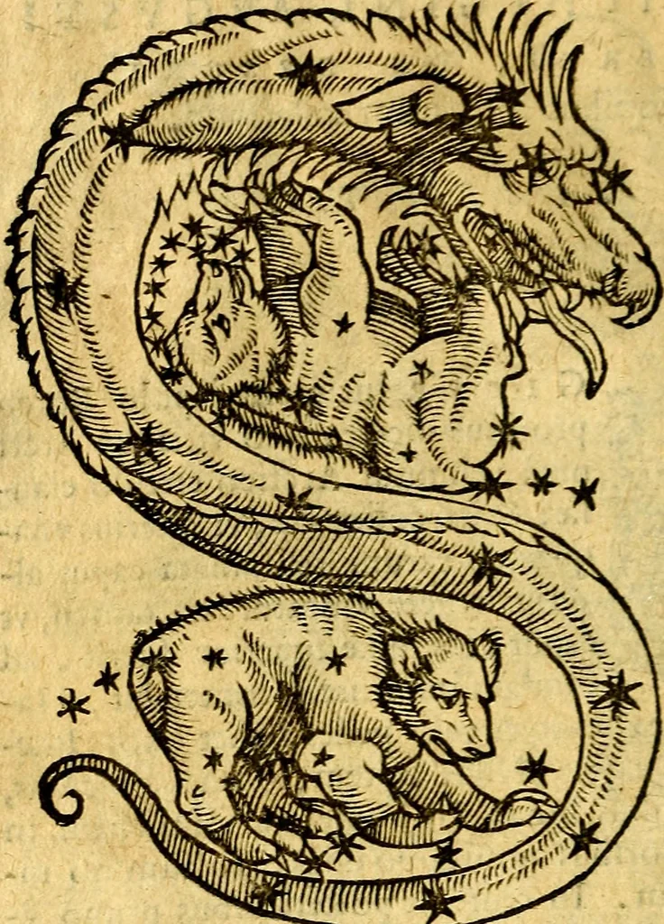 An illustration from C. Ivlii Hygini, Avgvsti liberti, Fabvlarvm liber ... Eivsdem Poeticon astronomicon libri quatuor. Quibus accessererunt similis argumenti, Palæphati De fabulosis narrationibus liber I. F. Fvlgentii Placiadis ... Mythologiarum libri III. Eivsdem De vocum antiquarum interpretatione liber I. Phornvti De natura deorum, siue Poëticarum fabularum allegoriis, speculatio. Albrici ... De deorum imaginibus liber. Arati fragmentum, Germanico Cæsare interprete. Eivsdem Phænomena græcè, cu interpretatione latina. Apollodori Biblioth. siue De decorum origine. Lilii. G. Gyraldi. De musis syntagnia. Index rerum sententiarum, & fabularum ... copiosissimus, 1578, leaf 171