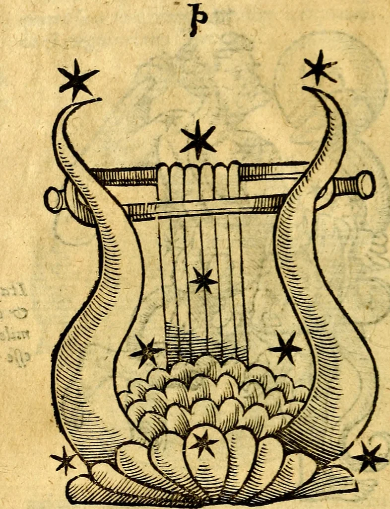 An illustration from C. Ivlii Hygini, Avgvsti liberti, Fabvlarvm liber ... Eivsdem Poeticon astronomicon libri quatuor. Quibus accessererunt similis argumenti, Palæphati De fabulosis narrationibus liber I. F. Fvlgentii Placiadis ... Mythologiarum libri III. Eivsdem De vocum antiquarum interpretatione liber I. Phornvti De natura deorum, siue Poëticarum fabularum allegoriis, speculatio. Albrici ... De deorum imaginibus liber. Arati fragmentum, Germanico Cæsare interprete. Eivsdem Phænomena græcè, cu interpretatione latina. Apollodori Biblioth. siue De decorum origine. Lilii. G. Gyraldi. De musis syntagnia. Index rerum sententiarum, & fabularum ... copiosissimus, 1578, leaf 175
