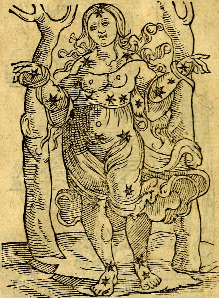 An illustration from C. Ivlii Hygini, Avgvsti liberti, Fabvlarvm liber ... Eivsdem Poeticon astronomicon libri quatuor. Quibus accessererunt similis argumenti, Palæphati De fabulosis narrationibus liber I. F. Fvlgentii Placiadis ... Mythologiarum libri III. Eivsdem De vocum antiquarum interpretatione liber I. Phornvti De natura deorum, siue Poëticarum fabularum allegoriis, speculatio. Albrici ... De deorum imaginibus liber. Arati fragmentum, Germanico Cæsare interprete. Eivsdem Phænomena græcè, cu interpretatione latina. Apollodori Biblioth. siue De decorum origine. Lilii. G. Gyraldi. De musis syntagnia. Index rerum sententiarum, & fabularum ... copiosissimus, 1578, leaf 179