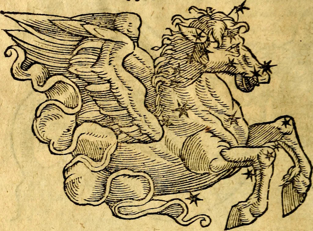 An illustration from C. Ivlii Hygini, Avgvsti liberti, Fabvlarvm liber ... Eivsdem Poeticon astronomicon libri quatuor. Quibus accessererunt similis argumenti, Palæphati De fabulosis narrationibus liber I. F. Fvlgentii Placiadis ... Mythologiarum libri III. Eivsdem De vocum antiquarum interpretatione liber I. Phornvti De natura deorum, siue Poëticarum fabularum allegoriis, speculatio. Albrici ... De deorum imaginibus liber. Arati fragmentum, Germanico Cæsare interprete. Eivsdem Phænomena græcè, cu interpretatione latina. Apollodori Biblioth. siue De decorum origine. Lilii. G. Gyraldi. De musis syntagnia. Index rerum sententiarum, & fabularum ... copiosissimus, 1578, leaf 187