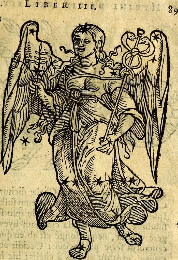 An illustration from C. Ivlii Hygini, Avgvsti liberti, Fabvlarvm liber ... Eivsdem Poeticon astronomicon libri quatuor. Quibus accessererunt similis argumenti, Palæphati De fabulosis narrationibus liber I. F. Fvlgentii Placiadis ... Mythologiarum libri III. Eivsdem De vocum antiquarum interpretatione liber I. Phornvti De natura deorum, siue Poëticarum fabularum allegoriis, speculatio. Albrici ... De deorum imaginibus liber. Arati fragmentum, Germanico Cæsare interprete. Eivsdem Phænomena græcè, cu interpretatione latina. Apollodori Biblioth. siue De decorum origine. Lilii. G. Gyraldi. De musis syntagnia. Index rerum sententiarum, & fabularum ... copiosissimus, 1578, leaf 194