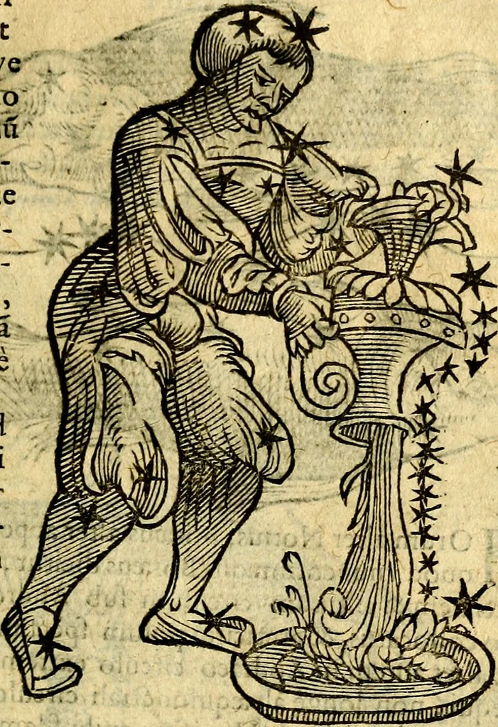 An illustration from C. Ivlii Hygini, Avgvsti liberti, Fabvlarvm liber ... Eivsdem Poeticon astronomicon libri quatuor. Quibus accessererunt similis argumenti, Palæphati De fabulosis narrationibus liber I. F. Fvlgentii Placiadis ... Mythologiarum libri III. Eivsdem De vocum antiquarum interpretatione liber I. Phornvti De natura deorum, siue Poëticarum fabularum allegoriis, speculatio. Albrici ... De deorum imaginibus liber. Arati fragmentum, Germanico Cæsare interprete. Eivsdem Phænomena græcè, cu interpretatione latina. Apollodori Biblioth. siue De decorum origine. Lilii. G. Gyraldi. De musis syntagnia. Index rerum sententiarum, & fabularum ... copiosissimus, 1578, leaf 198