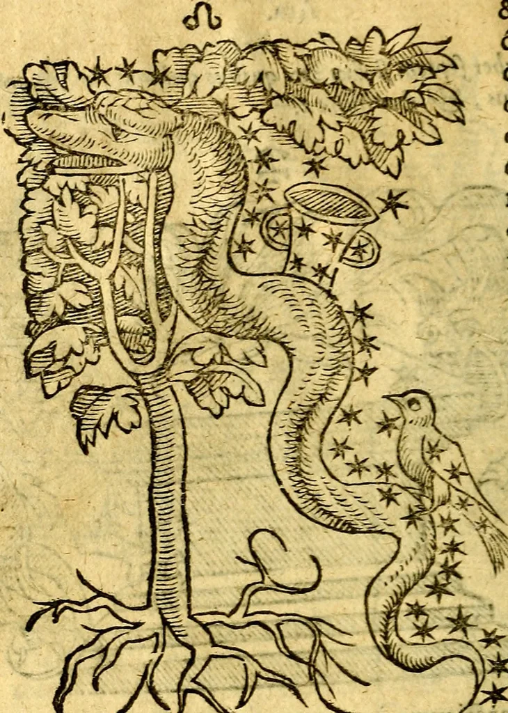 An illustration from C. Ivlii Hygini, Avgvsti liberti, Fabvlarvm liber ... Eivsdem Poeticon astronomicon libri quatuor. Quibus accessererunt similis argumenti, Palæphati De fabulosis narrationibus liber I. F. Fvlgentii Placiadis ... Mythologiarum libri III. Eivsdem De vocum antiquarum interpretatione liber I. Phornvti De natura deorum, siue Poëticarum fabularum allegoriis, speculatio. Albrici ... De deorum imaginibus liber. Arati fragmentum, Germanico Cæsare interprete. Eivsdem Phænomena græcè, cu interpretatione latina. Apollodori Biblioth. siue De decorum origine. Lilii. G. Gyraldi. De musis syntagnia. Index rerum sententiarum, & fabularum ... copiosissimus, 1578, leaf 207