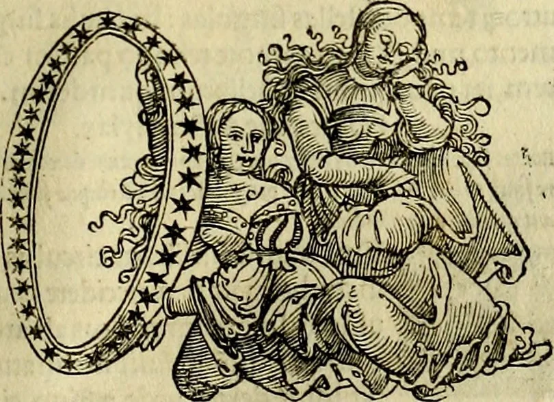 An illustration from C. Ivlii Hygini, Avgvsti liberti, Fabvlarvm liber ... antehac nunquam excusus. Evisdem Poeticon astronomicon libri quatuor. Quibus accesserunt similis agrumenti, Palaephati De fabulosis narrationibus, liber I. F. Fvlgentii Placiadis ... Mythologiarum libri III. Eivsdem De uocum antiquarum interpretatione, liber I. Arati Phainomenon fragmentum, Germanico Caesare interprete. Eivsdem Phaenomena Graece, cum interpretatione latina Procli De sphaera libellus, Graece & Latine. Index rerum & fabularum .., 1535, leaf 114