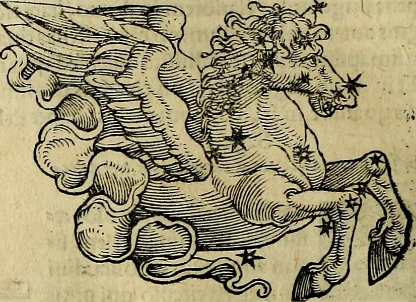 An illustration from C. Ivlii Hygini, Avgvsti liberti, Fabvlarvm liber ... antehac nunquam excusus. Evisdem Poeticon astronomicon libri quatuor. Quibus accesserunt similis agrumenti, Palaephati De fabulosis narrationibus, liber I. F. Fvlgentii Placiadis ... Mythologiarum libri III. Eivsdem De uocum antiquarum interpretatione, liber I. Arati Phainomenon fragmentum, Germanico Caesare interprete. Eivsdem Phaenomena Graece, cum interpretatione latina Procli De sphaera libellus, Graece & Latine. Index rerum & fabularum .., 1535, leaf 121