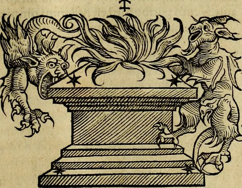 An illustration from C. Ivlii Hygini, Avgvsti liberti, Fabvlarvm liber ... antehac nunquam excusus. Evisdem Poeticon astronomicon libri quatuor. Quibus accesserunt similis agrumenti, Palaephati De fabulosis narrationibus, liber I. F. Fvlgentii Placiadis ... Mythologiarum libri III. Eivsdem De uocum antiquarum interpretatione, liber I. Arati Phainomenon fragmentum, Germanico Caesare interprete. Eivsdem Phaenomena Graece, cum interpretatione latina Procli De sphaera libellus, Graece & Latine. Index rerum & fabularum .., 1535, leaf 128
