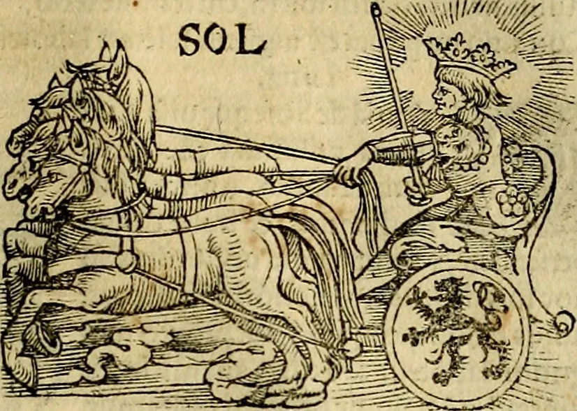 An illustration from C. Ivlii Hygini, Avgvsti liberti, Fabvlarvm liber ... antehac nunquam excusus. Evisdem Poeticon astronomicon libri quatuor. Quibus accesserunt similis agrumenti, Palaephati De fabulosis narrationibus, liber I. F. Fvlgentii Placiadis ... Mythologiarum libri III. Eivsdem De uocum antiquarum interpretatione, liber I. Arati Phainomenon fragmentum, Germanico Caesare interprete. Eivsdem Phaenomena Graece, cum interpretatione latina Procli De sphaera libellus, Graece & Latine. Index rerum & fabularum .., 1535, leaf 136