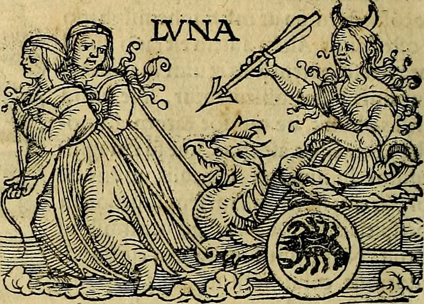 An illustration from C. Ivlii Hygini, Avgvsti liberti, Fabvlarvm liber ... antehac nunquam excusus. Evisdem Poeticon astronomicon libri quatuor. Quibus accesserunt similis agrumenti, Palaephati De fabulosis narrationibus, liber I. F. Fvlgentii Placiadis ... Mythologiarum libri III. Eivsdem De uocum antiquarum interpretatione, liber I. Arati Phainomenon fragmentum, Germanico Caesare interprete. Eivsdem Phaenomena Graece, cum interpretatione latina Procli De sphaera libellus, Graece & Latine. Index rerum & fabularum .., 1535, leaf 137