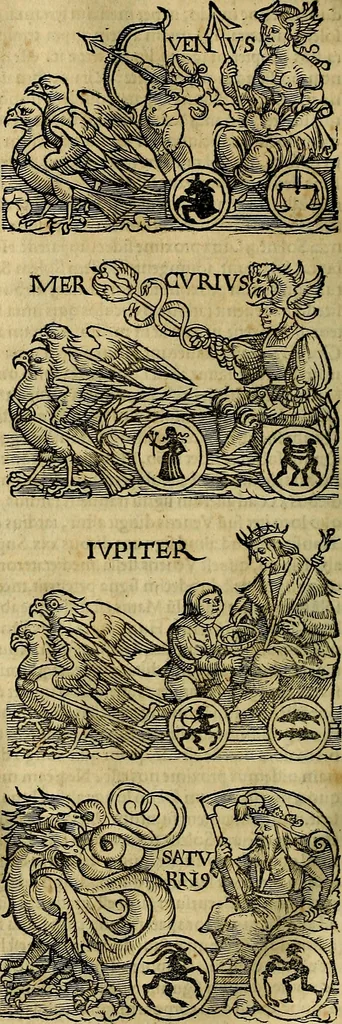 An illustration from C. Ivlii Hygini, Avgvsti liberti, Fabvlarvm liber ... antehac nunquam excusus. Evisdem Poeticon astronomicon libri quatuor. Quibus accesserunt similis agrumenti, Palaephati De fabulosis narrationibus, liber I. F. Fvlgentii Placiadis ... Mythologiarum libri III. Eivsdem De uocum antiquarum interpretatione, liber I. Arati Phainomenon fragmentum, Germanico Caesare interprete. Eivsdem Phaenomena Graece, cum interpretatione latina Procli De sphaera libellus, Graece & Latine. Index rerum & fabularum .., 1535, leaf 139