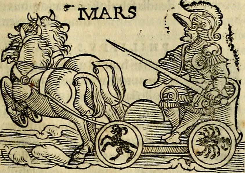 An illustration from C. Ivlii Hygini, Avgvsti liberti, Fabvlarvm liber ... antehac nunquam excusus. Evisdem Poeticon astronomicon libri quatuor. Quibus accesserunt similis agrumenti, Palaephati De fabulosis narrationibus, liber I. F. Fvlgentii Placiadis ... Mythologiarum libri III. Eivsdem De uocum antiquarum interpretatione, liber I. Arati Phainomenon fragmentum, Germanico Caesare interprete. Eivsdem Phaenomena Graece, cum interpretatione latina Procli De sphaera libellus, Graece & Latine. Index rerum & fabularum .., 1535, leaf 140