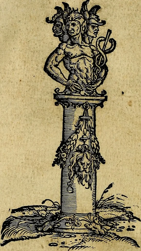 An illustration from C. Ivlii Hygini, Avgvsti liberti, Fabvlarvm liber ... antehac nunquam excusus. Evisdem Poeticon astronomicon libri quatuor. Quibus accesserunt similis agrumenti, Palaephati De fabulosis narrationibus, liber I. F. Fvlgentii Placiadis ... Mythologiarum libri III. Eivsdem De uocum antiquarum interpretatione, liber I. Arati Phainomenon fragmentum, Germanico Caesare interprete. Eivsdem Phaenomena Graece, cum interpretatione latina Procli De sphaera libellus, Graece & Latine. Index rerum & fabularum .., 1535, leaf 275