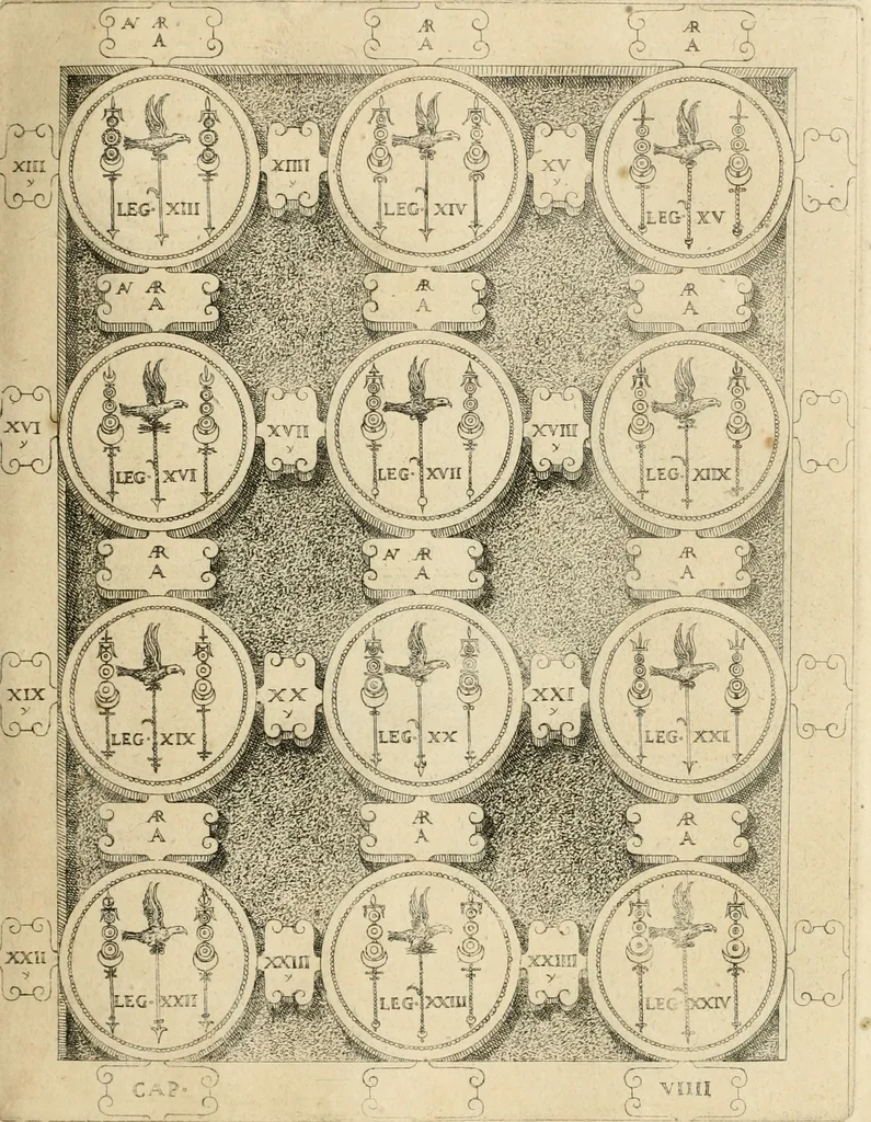 An illustration from C. Ivlivs Caesar, sive, Historiae imperatorvm Caesarvmqve romanorvm ex antiqvis nvmismatibvs restitvtae liber primvs : acessit C. Ivlii Caesaris vita et res gestae, 1563, leaf 88