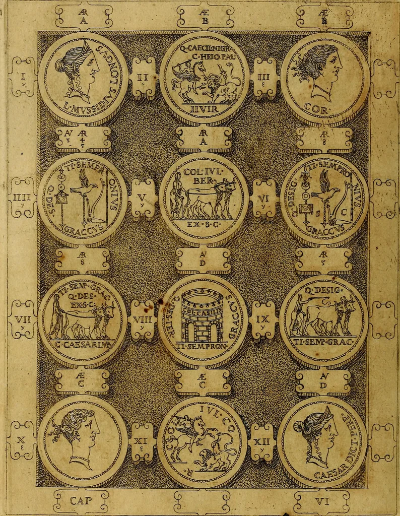 An illustration from C. Ivlivs Caesar : sive Historiae imperatorvm Caesarvmqve romanorvm ex antiqvis nvmismatibvs restitvtae liber primvs; accessit C. Ivlii Caesaris vita et res gestae, 1563, leaf 51