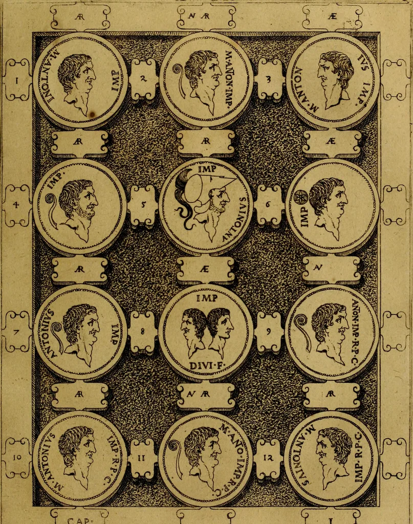 An illustration from C. Ivlivs Caesar : sive Historiae imperatorvm Caesarvmqve romanorvm ex antiqvis nvmismatibvs restitvtae liber primvs; accessit C. Ivlii Caesaris vita et res gestae, 1563, leaf 76