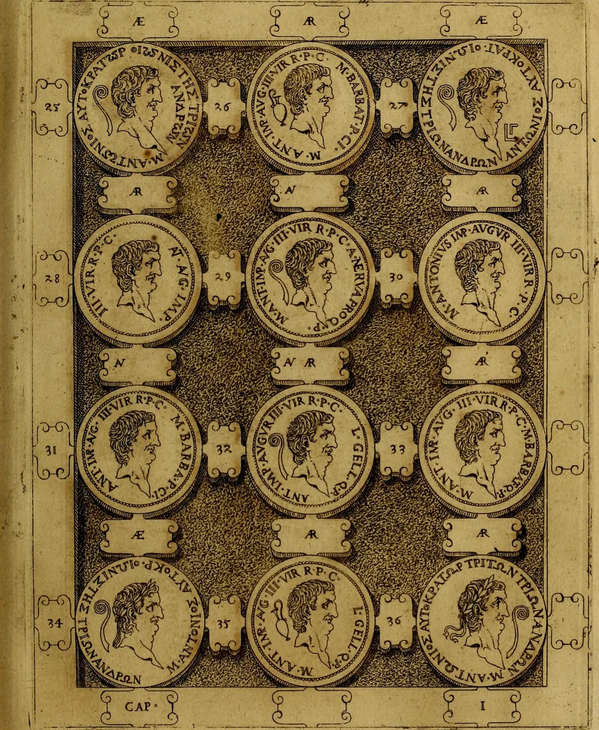 An illustration from C. Ivlivs Caesar : sive Historiae imperatorvm Caesarvmqve romanorvm ex antiqvis nvmismatibvs restitvtae liber primvs; accessit C. Ivlii Caesaris vita et res gestae, 1563, leaf 78