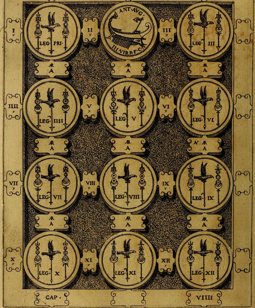 An illustration from C. Ivlivs Caesar : sive Historiae imperatorvm Caesarvmqve romanorvm ex antiqvis nvmismatibvs restitvtae liber primvs; accessit C. Ivlii Caesaris vita et res gestae, 1563, leaf 89