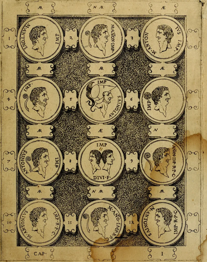An illustration from C. Ivlivs Caesar : sive Historiae imperatorvm Caesarvmqve romanorvm ex antiqvis nvmismatibvs restitvtae liber primvs; accessit C. Ivlii Caesaris vita et res gestae, 1563, leaf 72