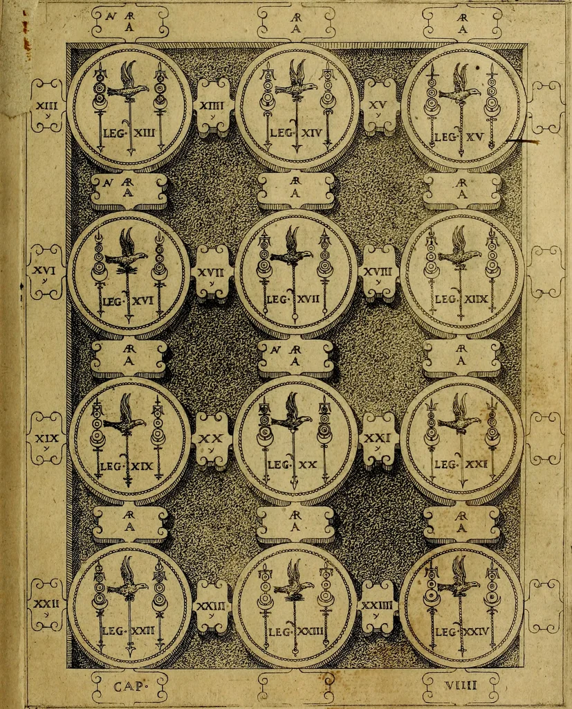 An illustration from C. Ivlivs Caesar : sive Historiae imperatorvm Caesarvmqve romanorvm ex antiqvis nvmismatibvs restitvtae liber primvs; accessit C. Ivlii Caesaris vita et res gestae, 1563, leaf 86