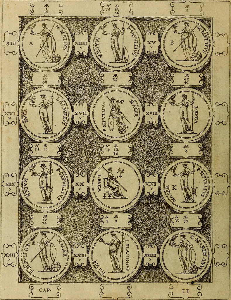 An illustration from C. Ivlivs Caesar : sive Historiae imperatorvm Caesarvmqve romanorvm ex antiqvis nvmismatibvs restitvtae liber primvs; accessit C. Ivlii Caesaris vita et res gestae, 1563, leaf 43
