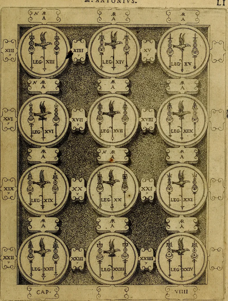 An illustration from C. Ivlivs Caesar : sive Historiae imperatorvm Caesarvmqve romanorvm ex antiqvis nvmismatibvs restitvtae liber primvs; accessit C. Ivlii Caesaris vita et res gestae, 1563, leaf 84