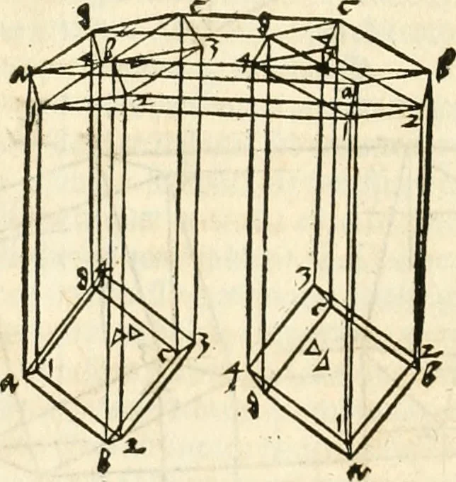 An illustration from Clariss[imi] pictoris et geometræ Alberti Dureri, De varietate figurarum et flexuris partium ac gestib[um] imaginum, : libri duo, cqui priorib[us] De symmetria quondam editis, nunc primum in latinum conversi accesserunt, 1534, leaf 107