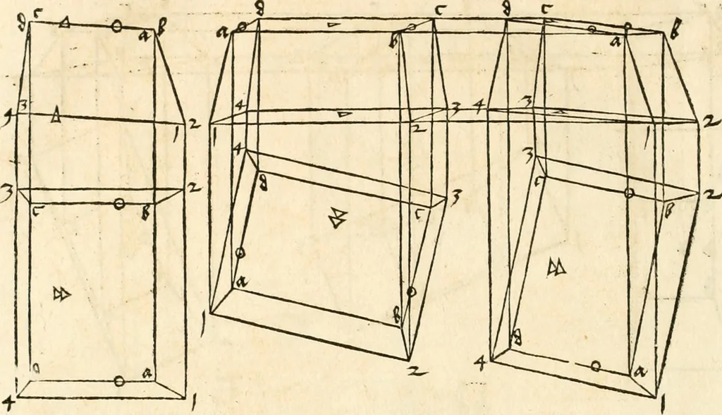 An illustration from Clariss[imi] pictoris et geometræ Alberti Dureri, De varietate figurarum et flexuris partium ac gestib[um] imaginum, : libri duo, cqui priorib[us] De symmetria quondam editis, nunc primum in latinum conversi accesserunt, 1534, leaf 109