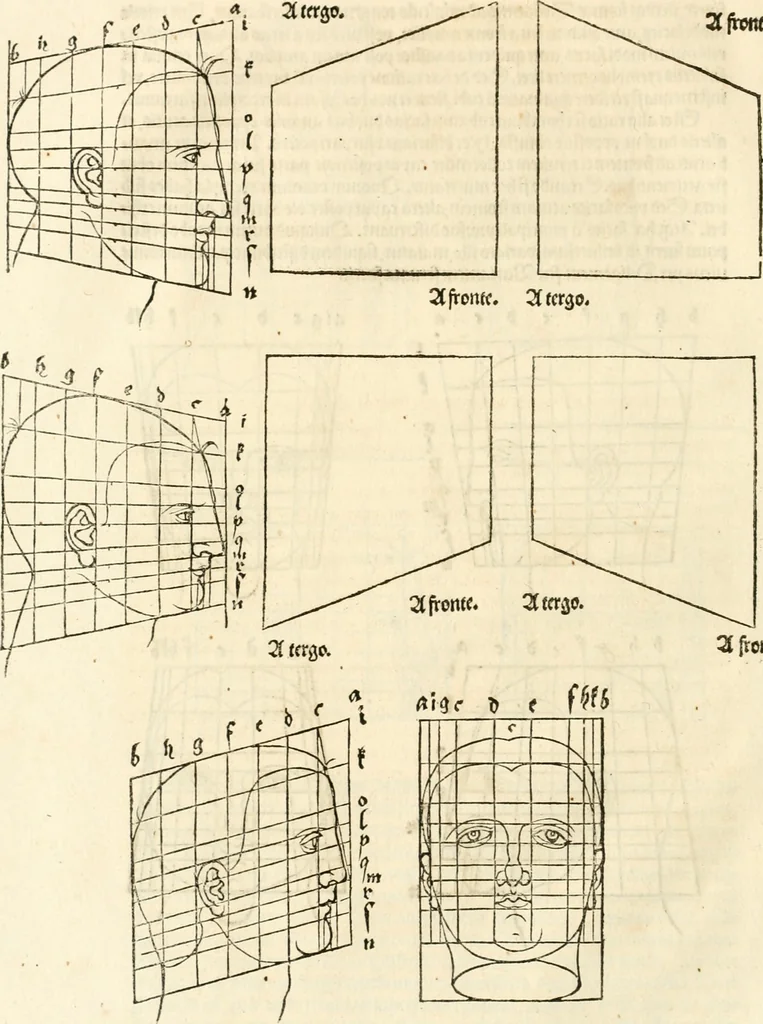 An illustration from Clariss[imi] pictoris et geometræ Alberti Dureri, De varietate figurarum et flexuris partium ac gestib[um] imaginum, : libri duo, cqui priorib[us] De symmetria quondam editis, nunc primum in latinum conversi accesserunt, 1534, leaf 23