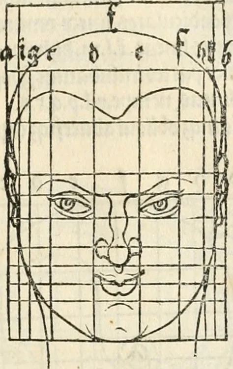 An illustration from Clariss[imi] pictoris et geometræ Alberti Dureri, De varietate figurarum et flexuris partium ac gestib[um] imaginum, : libri duo, cqui priorib[us] De symmetria quondam editis, nunc primum in latinum conversi accesserunt, 1534, leaf 24